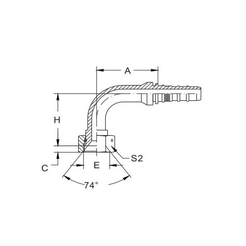 26793-W 90° JIC ตัวเมีย 74° เบาะนั่งทรงกรวยเชื่อมต่อกัน
